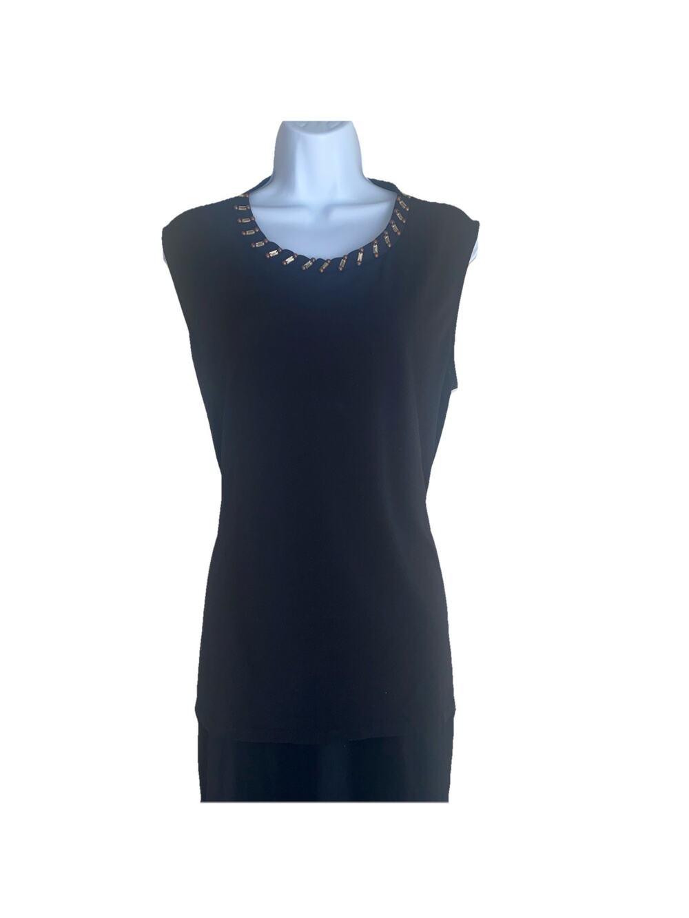 Dress Barn Plus 1X Black Sleeveless W Emeralds Stretchy Blouse Goth Whimsigoth